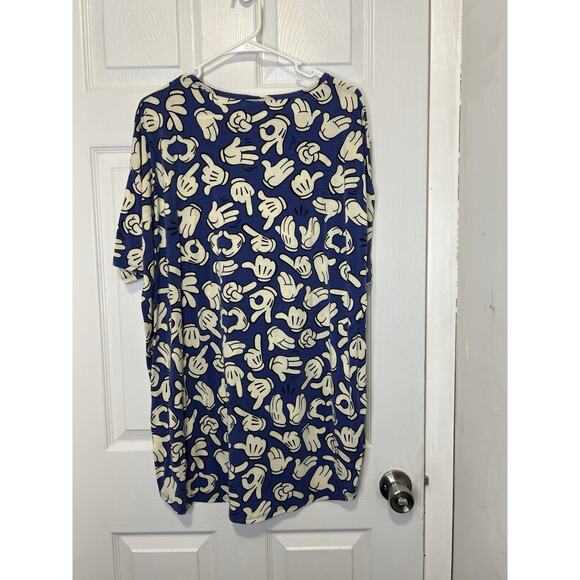 LuLaRoe Disney Blue Mikey Mouse Hands Size Medium Irma Tunic Top Soft Strech - Picture 4 of 10